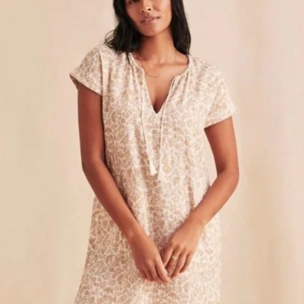 NWT Faherty Organic Cotton Ninie Dress-Peach Vines Size Large